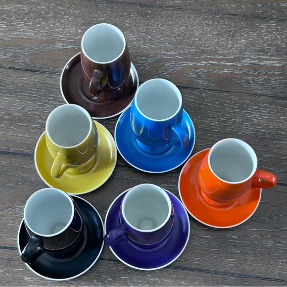 LaGardo Tackett Schmid Set of 6 Espresso cups with Saucers - MCM 1970’s - Picture 3 of 13